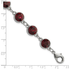 1928 Jewelry Silver-tone Red Epoxy Faceted Stone Adjustable 7.25 inch Bracelet with 1.25 inch extension