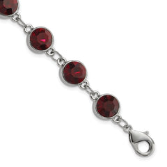 1928 Jewelry Silver-tone Red Epoxy Faceted Stone Adjustable 7.25 inch Bracelet with 1.25 inch extension