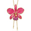 24K Gold-trim Lacquer Dipped Fuchsia Real Cattleya Orchid Slip-on Adjustable Gold-tone Necklace
