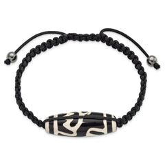 11x38mm Tibet Eye Agate With Hematite Beads Black Cord Bracelet