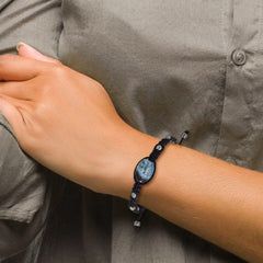 12x18mm Amethyst Crystal Agate With 5mm Hematite Cord Adjustable Bracelet