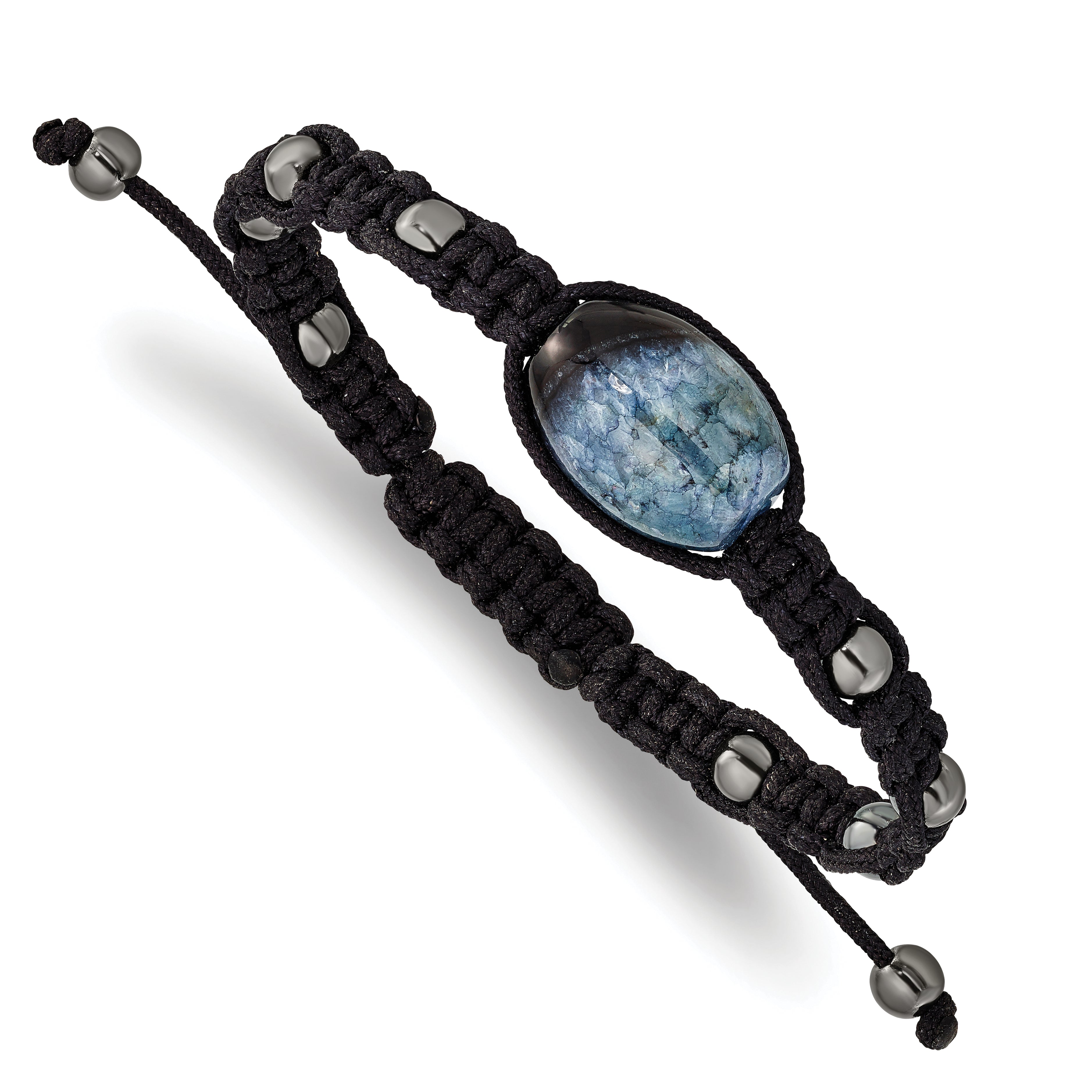 12x18mm Amethyst Crystal Agate With 5mm Hematite Cord Adjustable Bracelet