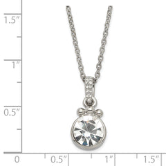 1928 Silver-tone White Crystal With 3in ext. Necklace