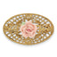 1928 Jewelry Gold-tone Filigree Pink Rose Porcelain Flower Pin Brooch