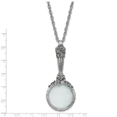 1928 Jewelry Silver-tone Textured Vintage Handle 4-5X Magnifying Glass 30 inch Necklace