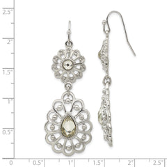 1928 Silver-tone Crystal Dangle Shepherds Hook Earrings