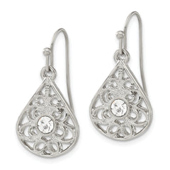 1928 Silver-tone Crystal Dangle Shepherds Hook Earrings