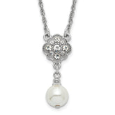 1928 Silver-tone Crystal and Imitation Pearl 16in With 3in ext. Necklace
