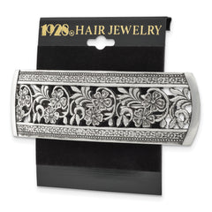 1928 Jewelry Silver-tone Ornate Floral Motif Hair Barrette