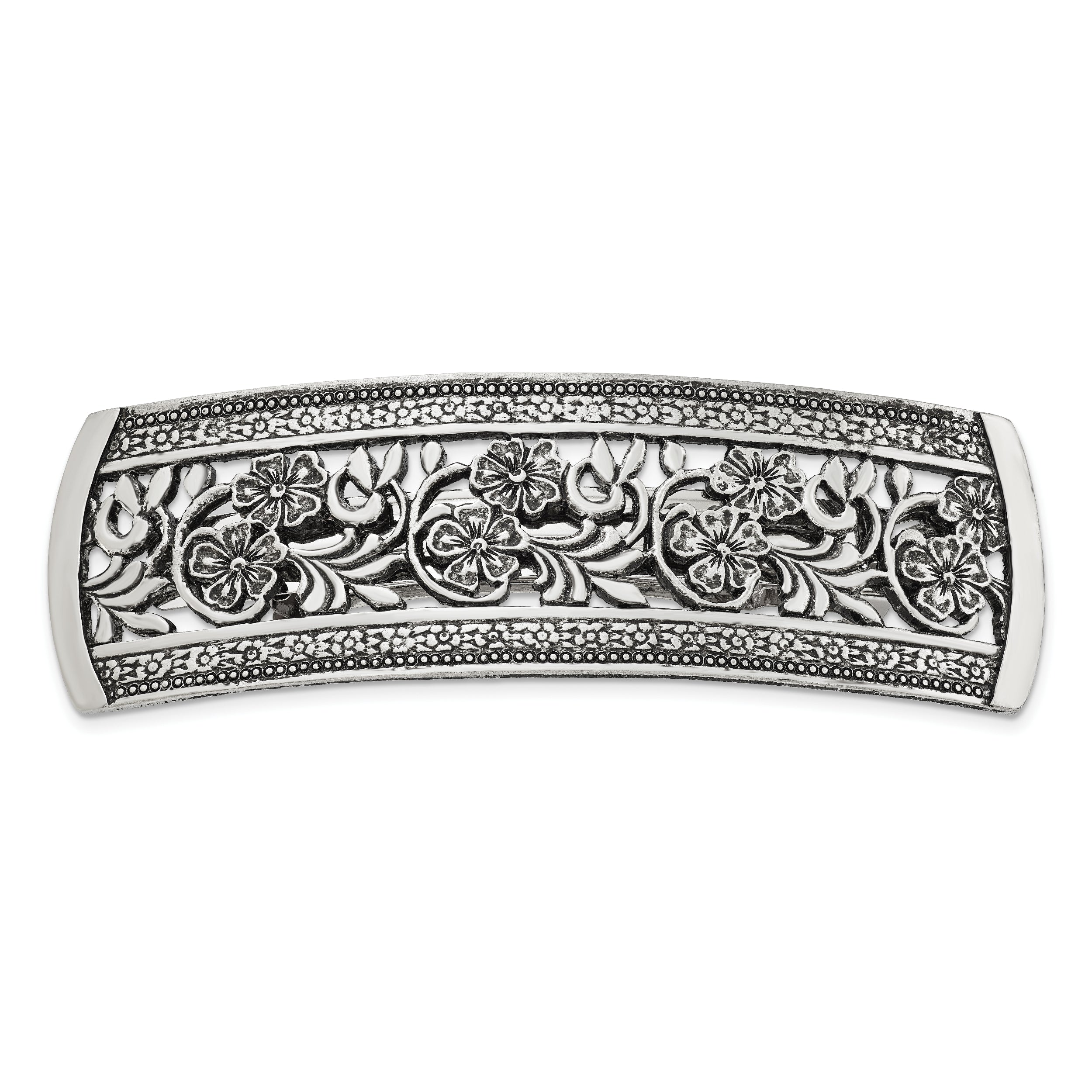 1928 Jewelry Silver-tone Ornate Floral Motif Hair Barrette