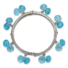 1928 Silver-tone Blue Glass Beaded Stretch Bracelet