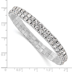 1928 Jewelry Silver-tone Sparkling Clear Crystal Two Row Stretch Bracelet