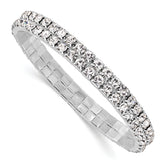 1928 Jewelry Silver-tone Sparkling Clear Crystal Two Row Stretch Bracelet
