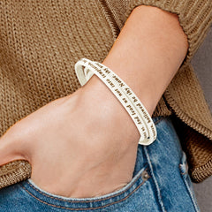 AMEN Stainless Steel Lord's Prayer White Leather Wrap with Magnetic Clasp with Magnetic Clasp 21 Inc - Sophia Jewelers