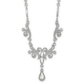 1928 Jewelry Silver-tone Sparkling Clear Crystals from Swarovski Teardrop Adjustable 15 inch Vintage Style Necklace with 3 inch extension