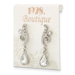 1928 Jewelry Silver-tone Sparkling Clear Crystal from Swarovski Teardrop Vintage Style Dangle Post Earrings