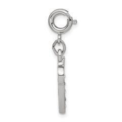 1928 Silver-tone Crystal Initial V Spring Ring Charm
