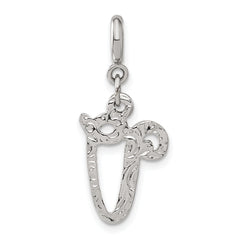 1928 Silver-tone Crystal Initial V Spring Ring Charm