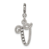 1928 Silver-tone Crystal Initial V Spring Ring Charm