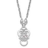 1928 Jewelry Silver-tone Fancy Filigree Scroll 28 inch Eye Glass or Badge Holder Necklace