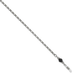 1928 Jewelry Silver-tone Black Crystal Faceted Bead Eyewear Holder 30 inch Chain