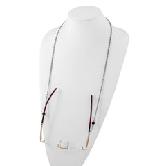 1928 Jewelry Silver-tone Black Crystal Faceted Bead Eyewear Holder 30 inch Chain