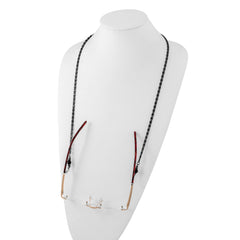 1928 Jewelry Black-plated Black Faceted Crystal Bead Eyewear Holder 30 inch Chain