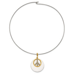 1928 Silver-tone & Gold-tone Crystal Peace Symbol Choker Necklace