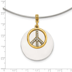 1928 Silver-tone & Gold-tone Crystal Peace Symbol Choker Necklace