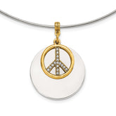 1928 Silver-tone & Gold-tone Crystal Peace Symbol Choker Necklace