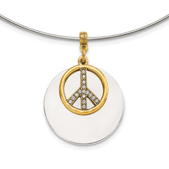 1928 Silver-tone & Gold-tone Crystal Peace Symbol Choker Necklace
