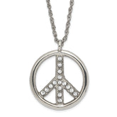 1928 Jewelry Silver-tone Clear Crystal Peace Symbol with 3 inch extension Necklace