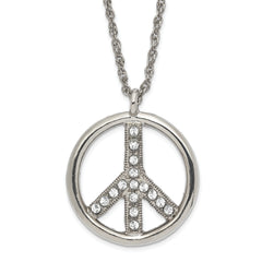 1928 Jewelry Silver-tone Clear Crystal Peace Symbol with 3 inch extension Necklace