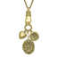 1928 Jewelry Brass-tone Hand Holding Oval 28mm Locket and Polished Heart and Peace Charm 30 inch Necklace Holds 2 Photos