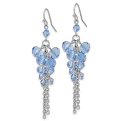1928 Silver-tone Blue Glass Beads Cluster Drop Earrings