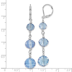 1928 Jewelry Silver-tone Graduated Light Blue Glass Faceted Beads Dangle Leverback Earrings