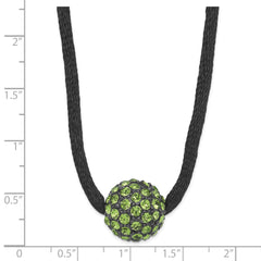 1928 Black-plated Green Glass Stone Ball With  3in ext Necklace