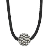 1928 Black-plated Clear Glass Stone Ball With 3in ext Necklace