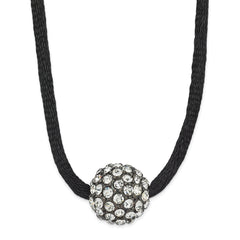 1928 Black-plated Clear Glass Stone Ball With  3in ext Necklace