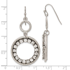 1928 Silver-tone Clear Crystal Circle Dangle Earrings