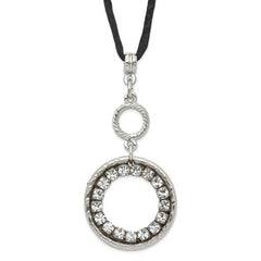 1928 Silver-tone Crystal Circle With  3in ext Necklace