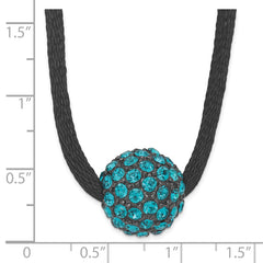 1928 Jewelry Black-plated Teal Glass Stones Fireball Adjustable 16 inch Satin Cord Necklace with 3 inch extension