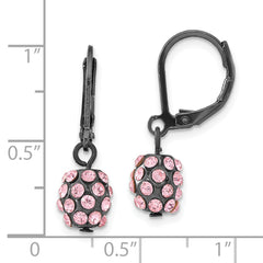 1928 Jewelry Black-plated Pink Glass Stones Fireball Dangle Leverback Earrings