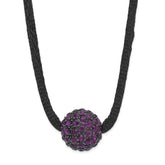 1928 Black-plated Purple Glass Stone Ball With 3in ext Necklace