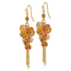 1928 Gold-tone Dark Colorado Glass Beads Dangle Earrings
