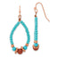 1928 Jewelry Copper-tone Aqua and Brown Acrylic Beads Teardrop Dangle Earrings