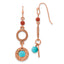 1928 Jewelry Copper-tone Textured and Hammered Aqua and Brown Acrylic Beads Dangle Earrings
