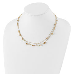 1928 Jewelry Gold-tone Link Light Colorado Faceted Acrylic Beads Three Strand With 3 inch extension Necklace