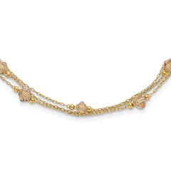 1928 Jewelry Gold-tone Link Light Colorado Faceted Acrylic Beads Three Strand With 3 inch extension Necklace