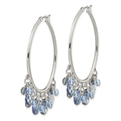 1928 Jewelry Silver-tone Light and Dark Blue Faceted Crystal Danble Hoop Earrings